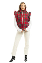 Load image into Gallery viewer, Plaid Ruffle Puffer Vest - Red Plaid