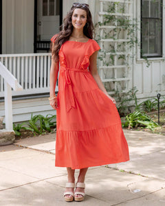 Grace & Lace Ruffle Summer Dress - Papaya