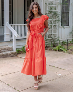 Grace & Lace Ruffle Summer Dress - Papaya