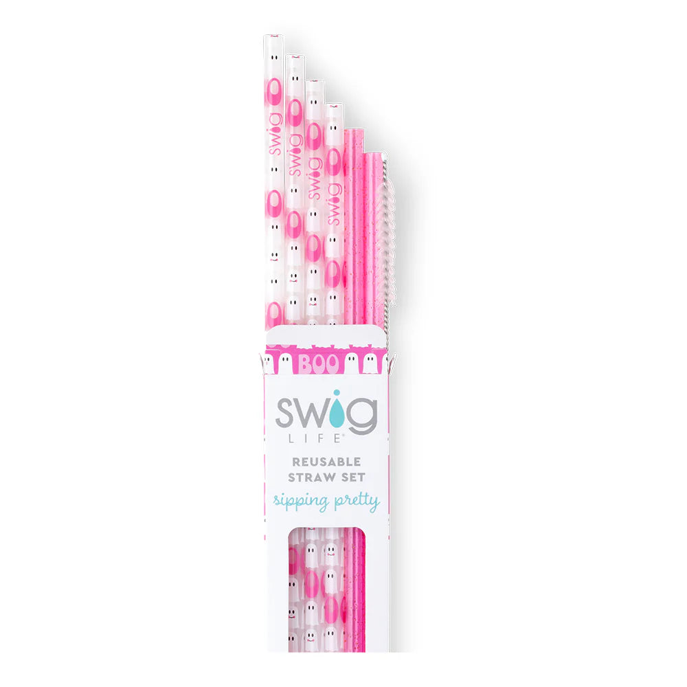 Swig Reusable Straw Set - Faboolous + Pink Glitter