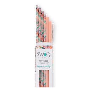 Swig Reusable Straw Set - Full Bloom + Coral