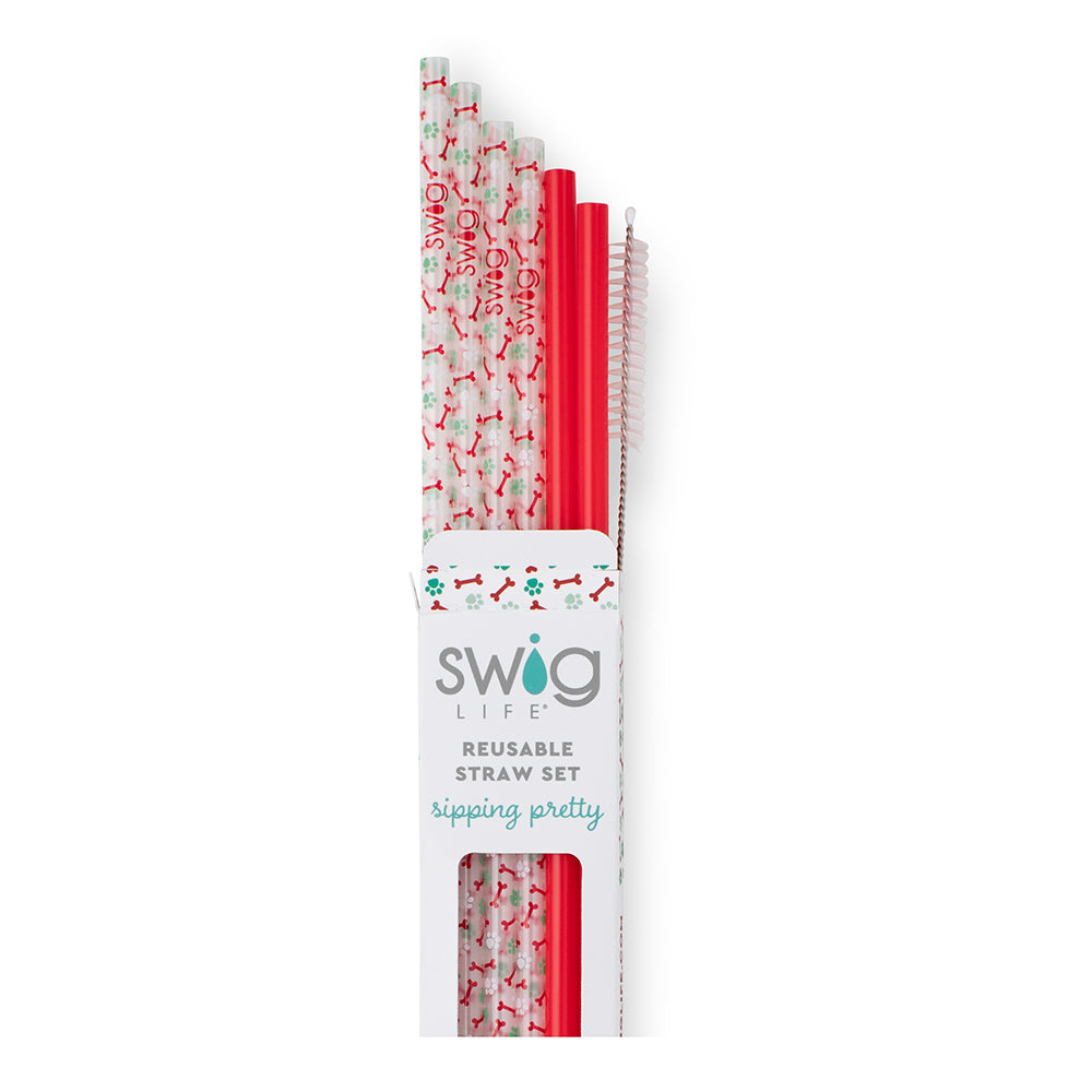 Swig Reusable Straw Set - Happy Howlidays + Red