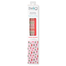 Load image into Gallery viewer, Swig Reusable Straw Set - Howdy Holidays + Red Glitter