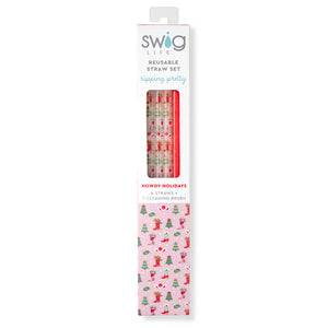 Swig Reusable Straw Set - Howdy Holidays + Red Glitter