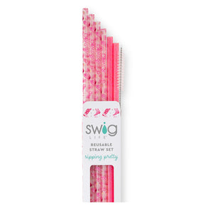 Swig Reusable Straw Set - Let's Go Girls + Pink Glitter