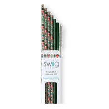 Load image into Gallery viewer, Swig Reusable Straw Set - Classic Nutcracker + Green Glitter