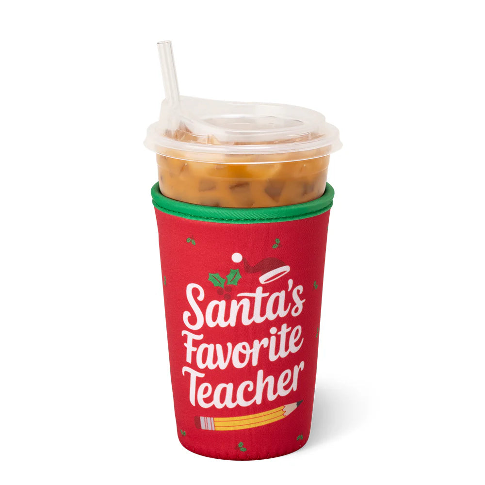 Swig Santa's Favorite Teacher Iced Cup Coolie 22oz