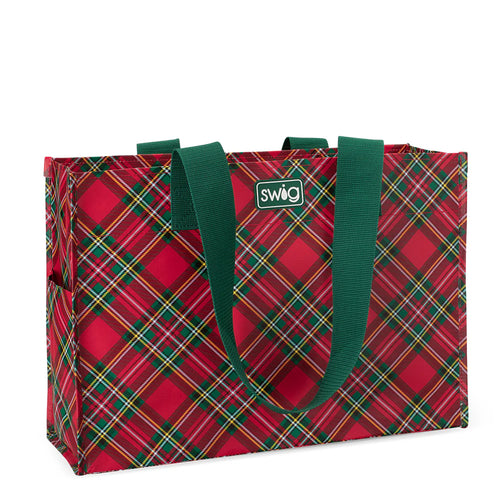 Swig Christmas Plaid Large Reusable Bag