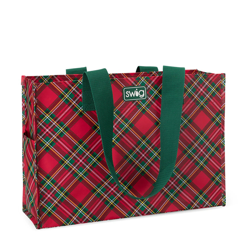 Swig Christmas Plaid Large Reusable Bag