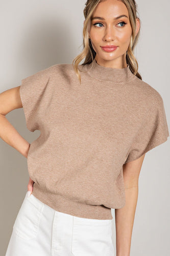 Sandy Mock Neck Top - Oatmeal