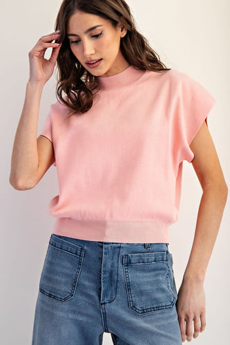 Sandy Mock Neck Top - Apricot