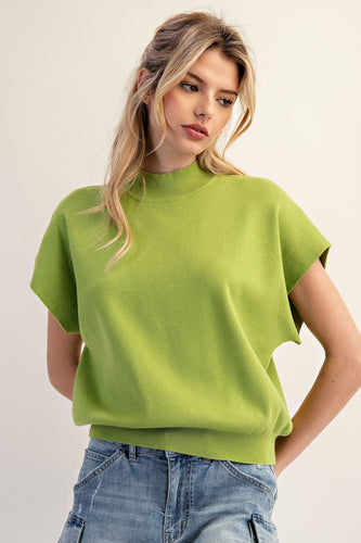 Sandy Mock Neck Top - Avocado