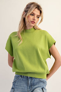 Sandy Mock Neck Top - Avocado