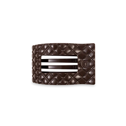 Small Teleties Quilted Flat Rectangle Hair Clip - Truly Taupe