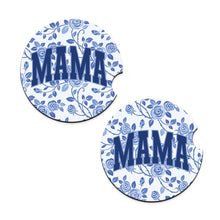 Load image into Gallery viewer, Blue Floral Mama Car Coaster Set