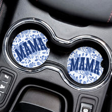 Load image into Gallery viewer, Blue Floral Mama Car Coaster Set