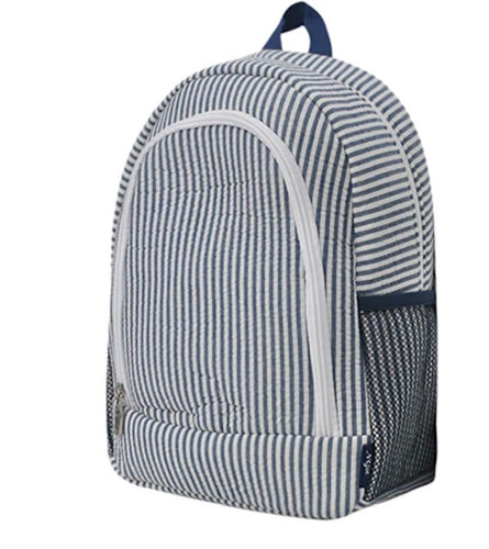 Seersucker Preschool Backpack - Navy