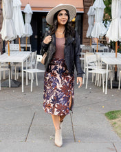 Load image into Gallery viewer, Grace &amp; Lace Satin Midi Floral Skirt - Moody Floral