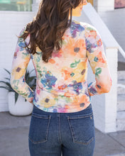 Load image into Gallery viewer, Grace &amp; Lace Scoop Neck Floral Mesh Top - Watercolor