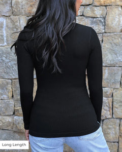 Grace & Lace Scoop Neck Long Sleeve Brami - Black *Long Length*