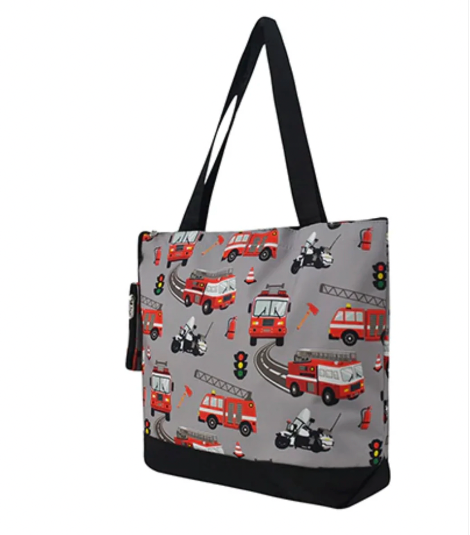 Firetruck Zippered Tote Bag