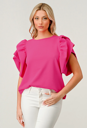 Let's Go Party Ruffle Sleeve Top - Pink