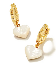 Load image into Gallery viewer, Kendra Scott Penny Heart Huggie Earrings - Ivory Mother of Pearl