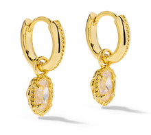 Load image into Gallery viewer, Kendra Scott Mini Ellie Luxe Huggies Earrings - Gold White CZ