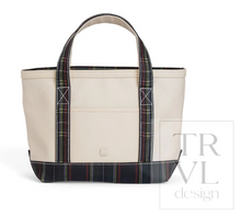 Load image into Gallery viewer, TRVL Design - Mini Tote - Coated Canvas Natural with Cambridge Plaid Trim