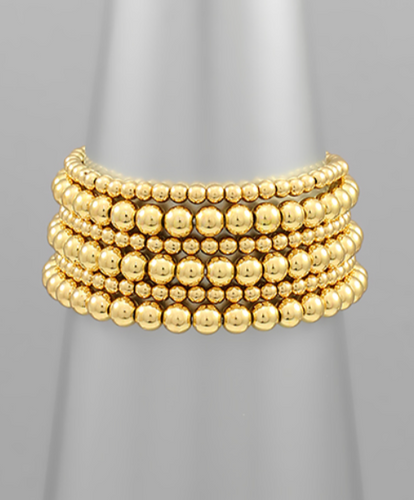 Gold Beaded Stretchy Bracelet Stack