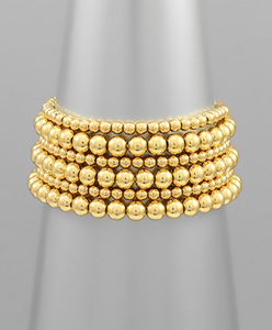 Gold Beaded Stretchy Bracelet Stack