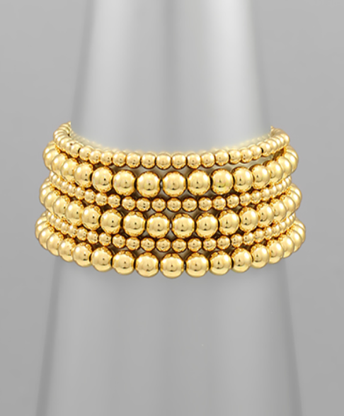 Gold Beaded Stretchy Bracelet Stack