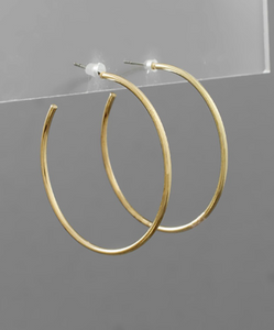 Simple Open Wire Gold Hoop Earrings