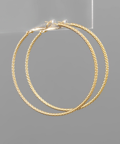 Matte Gold Textured Hoop Earrings