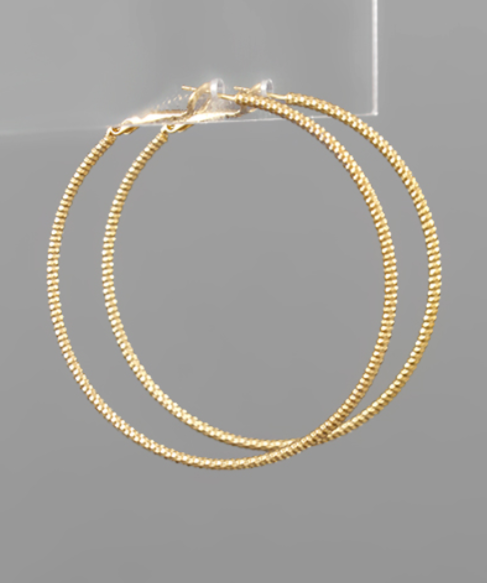 Matte Gold Textured Hoop Earrings