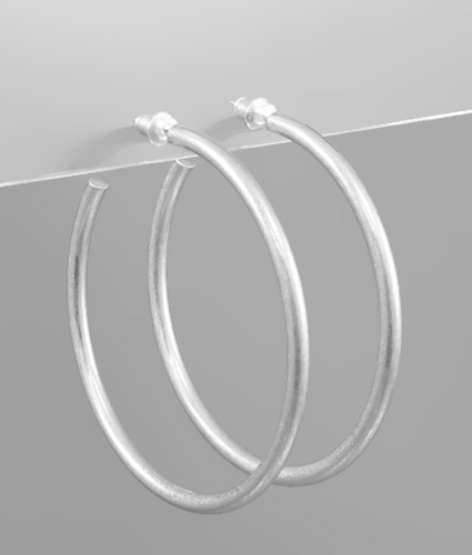 55mm Open Silver Hoop Earrings