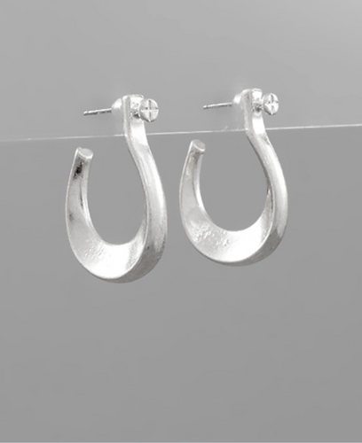 Shackle Silver Hoop Earrings