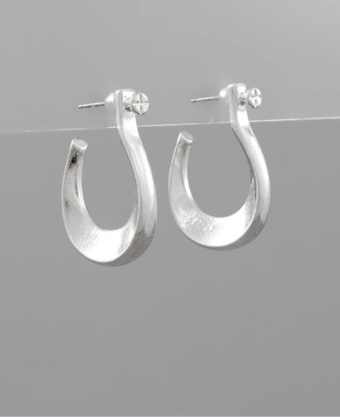 Shackle Silver Hoop Earrings