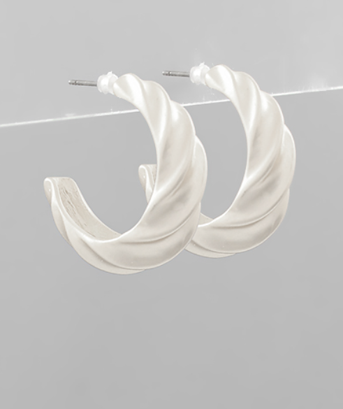 Twisted Silver Huggie Hoops