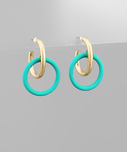 Double Hoop Aqua Earrings