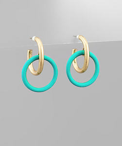 Double Hoop Aqua Earrings
