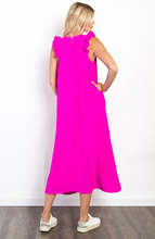 Load image into Gallery viewer, Mia Ruffle Sleeve Midi Dress - Magenta