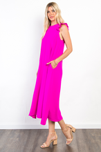 Load image into Gallery viewer, Mia Ruffle Sleeve Midi Dress - Magenta