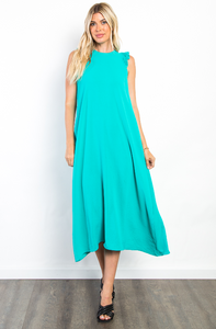 Mia Ruffle Sleeve Midi Dress - Aqua