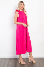 Load image into Gallery viewer, Mia Ruffle Sleeve Midi Dress - Hot Pink