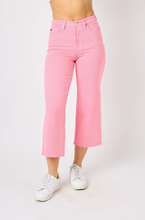 Load image into Gallery viewer, Judy Blue HW Garment Dyed Cropped Wide Leg Jeans - Pink