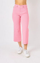 Load image into Gallery viewer, Judy Blue HW Garment Dyed Cropped Wide Leg Jeans - Pink