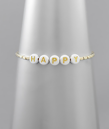 HAPPY Beaded Charm Bracelet