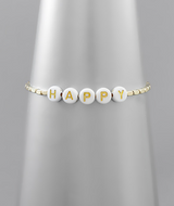 HAPPY Beaded Charm Bracelet