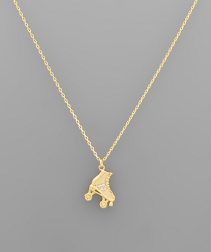 Gold Rollerskate Pendant Necklace
